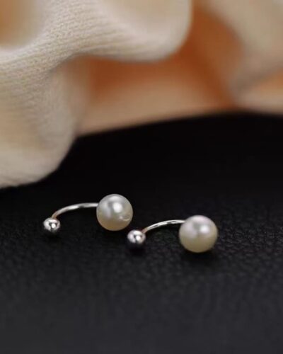U-Shaped Helix Freshwater Pearl Piercing Stud Earrings