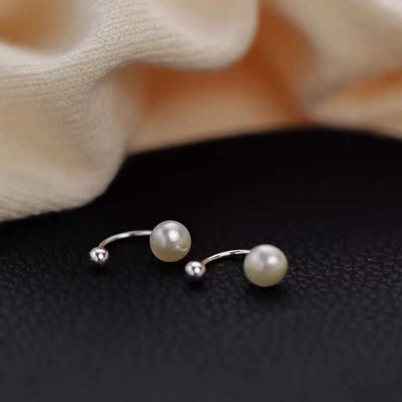 U-Shaped Helix Freshwater Pearl Piercing Stud Earrings