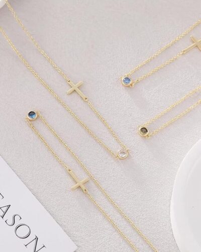 Unique Birthstone Cross Necklaces Stainless Steel