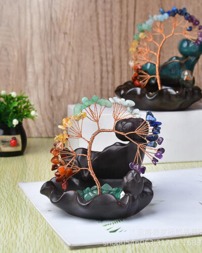 Unique Crushed Stone Chakra Crystal Tree of Life