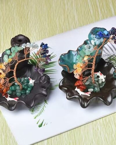 Unique Crushed Stone Chakra Crystal Tree of Life