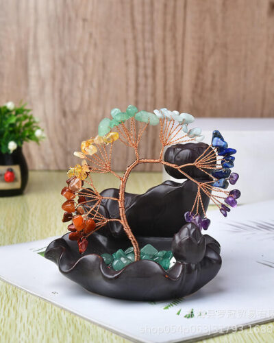 Unique Crushed Stone Chakra Crystal Tree of Life