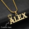 Unisex Stainless Steel Crown Custom Monogram Necklace