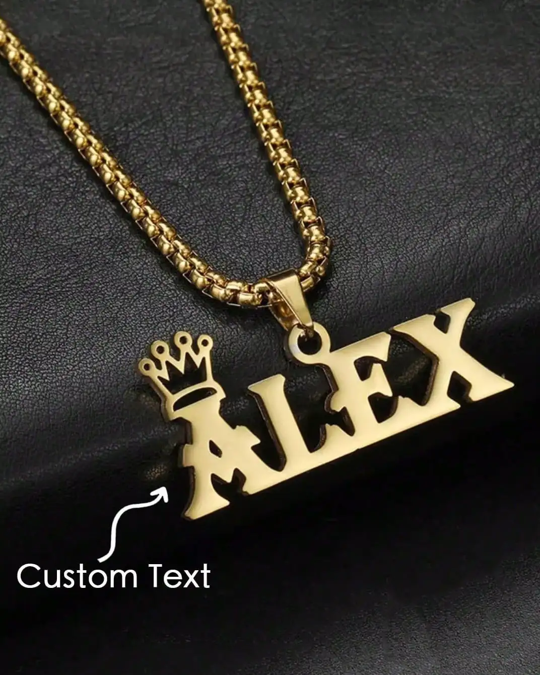 Unisex Stainless Steel Crown Custom Monogram Necklace