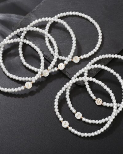 Versatile A-Z Letter Beaded Pearl Bracelet for Women