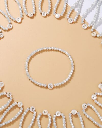 Versatile A-Z Letter Beaded Pearl Bracelet for Women