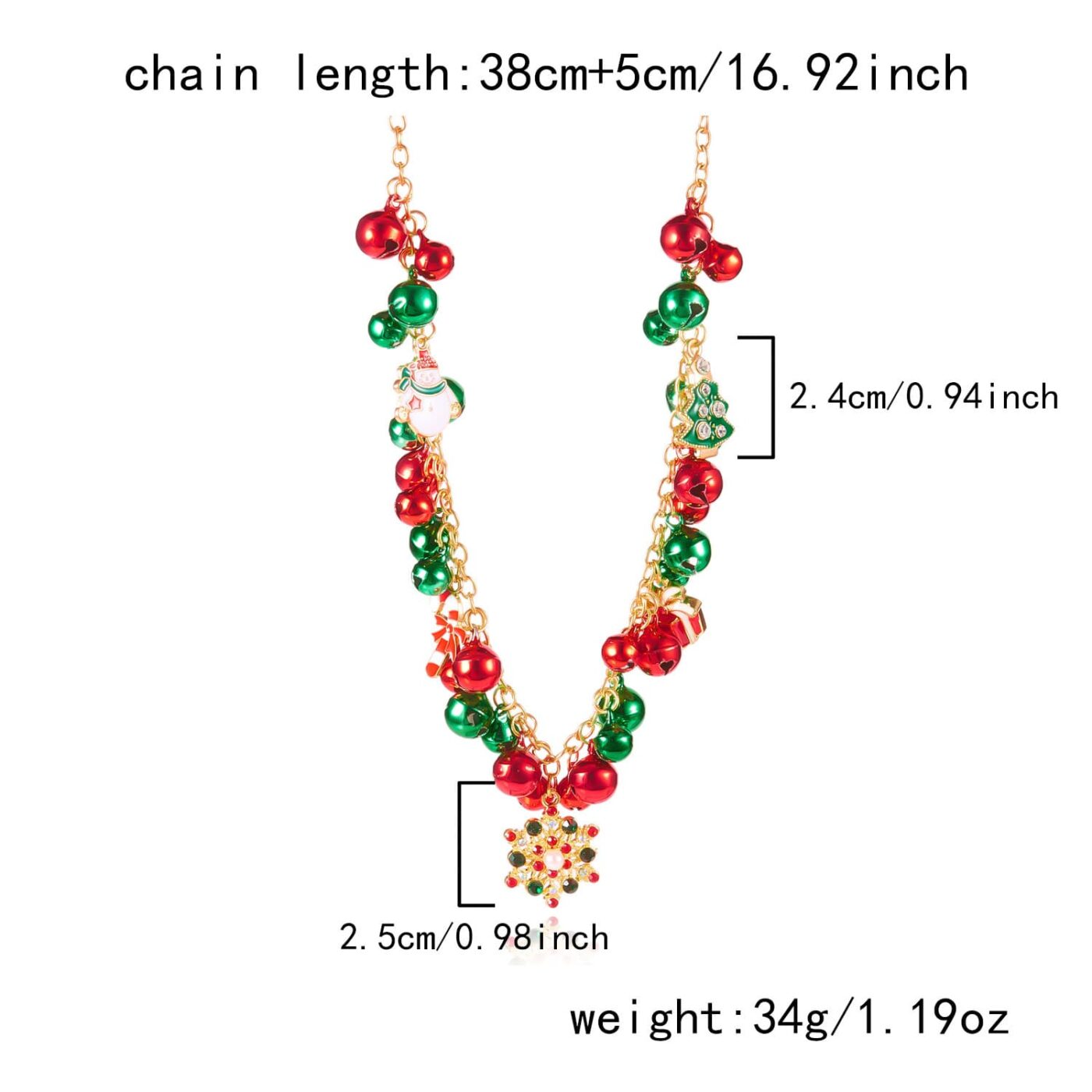 Versatile Christmas Charm Necklace Enamel Xmas Wreath