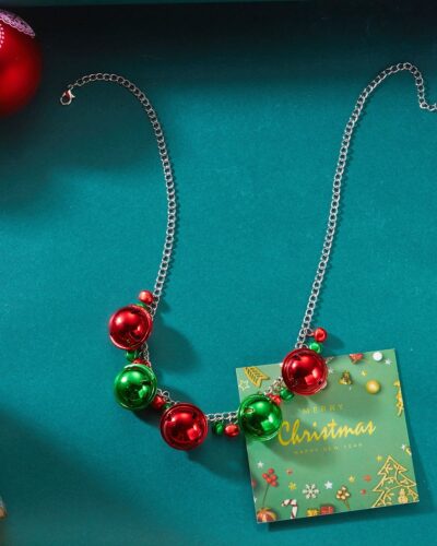 Versatile Christmas Charm Necklace Enamel Xmas Wreath