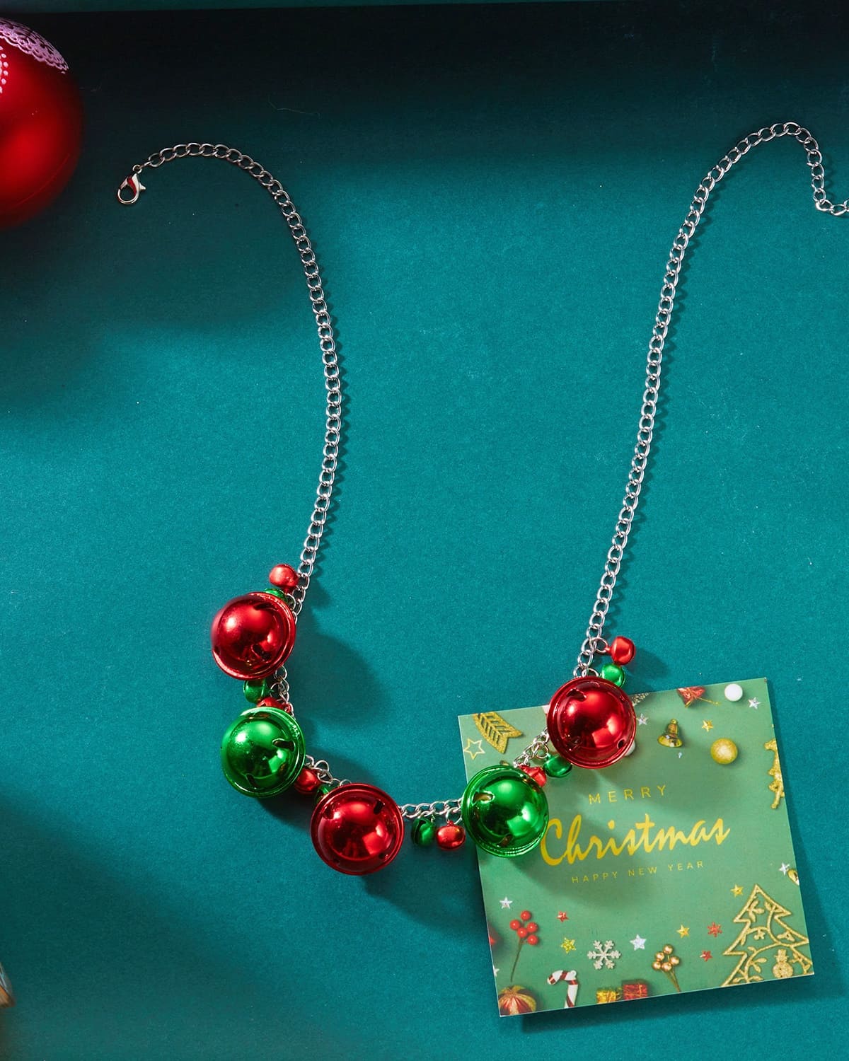 Versatile Christmas Charm Necklace Enamel Xmas Wreath