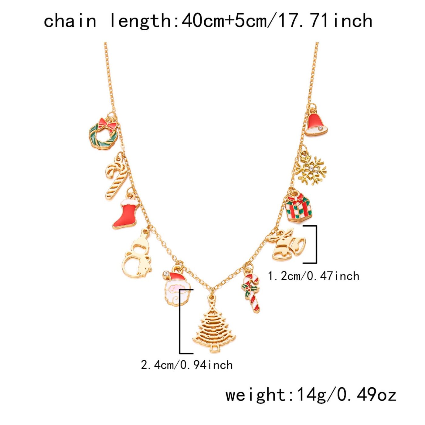 Versatile Christmas Charm Necklace Enamel Xmas Wreath