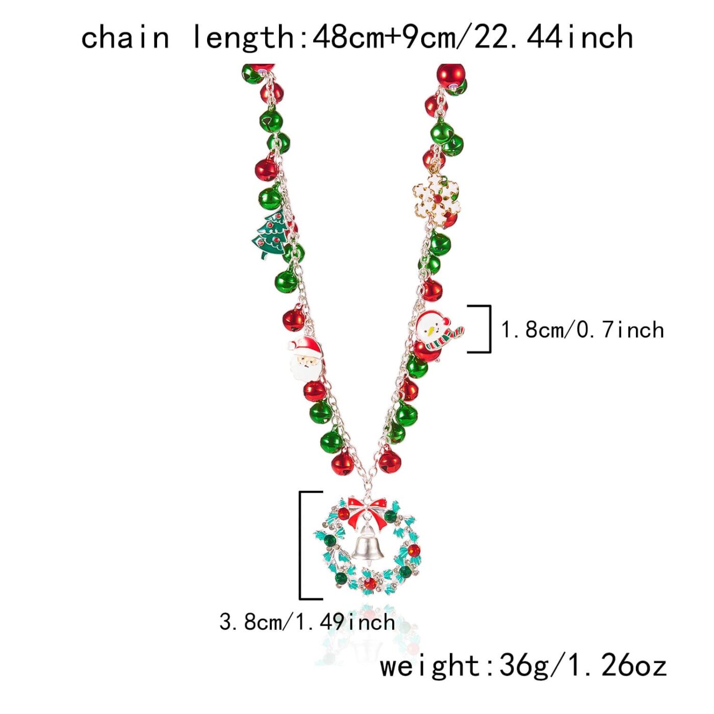 Versatile Christmas Charm Necklace Enamel Xmas Wreath