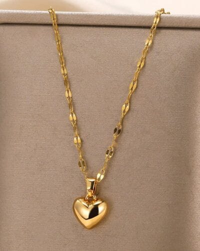 Versatile Gold Plated Heart Pendant Necklace