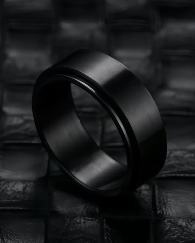 Versatile Minimalist Men's Black Stainless Steel Ring