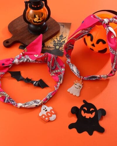 Versatile Scarf Necklace with Charm Halloween Decor