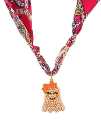 Versatile Scarf Necklace with Charm Halloween Decor