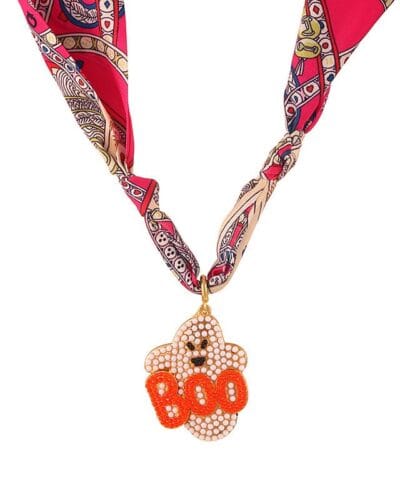 Versatile Scarf Necklace with Charm Halloween Decor