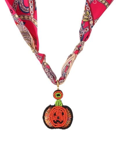 Versatile Scarf Necklace with Charm Halloween Decor