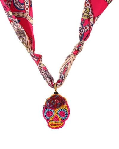 Versatile Scarf Necklace with Charm Halloween Decor