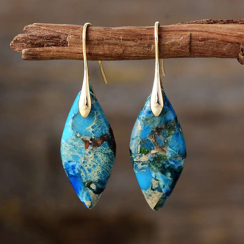 Vintage Bohemian Earrings with Turquoise Pendant