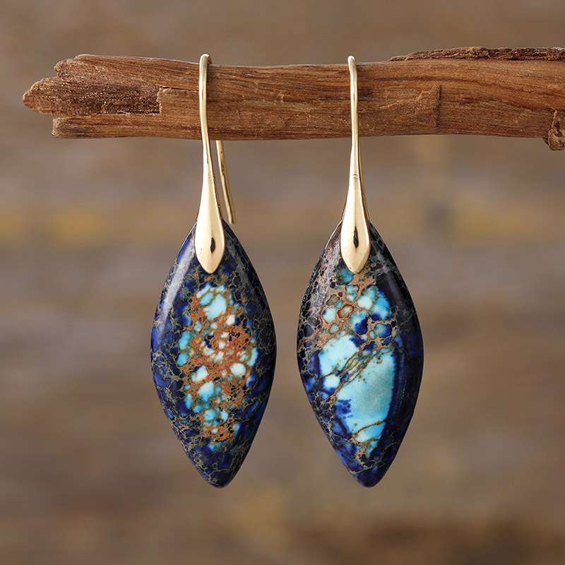 Vintage Bohemian Earrings with Turquoise Pendant - Kuva 13