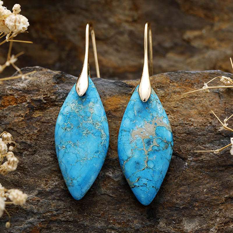 Vintage Bohemian Earrings with Turquoise Pendant