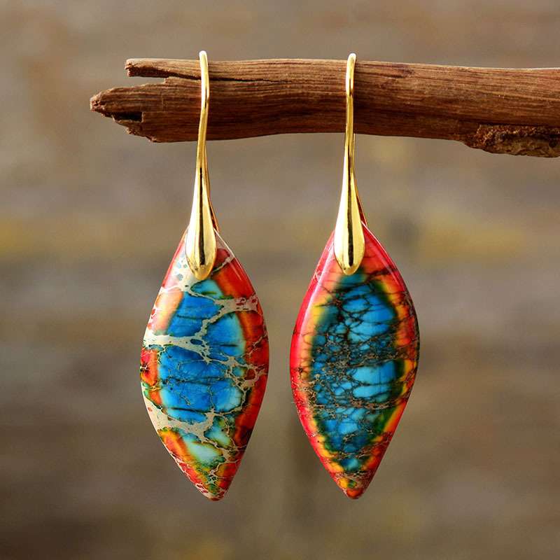 Vintage Bohemian Earrings with Turquoise Pendant - Kuva 11