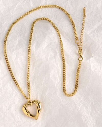 Vintage Double Layer Stainless Steel Heart Charm Necklace 5