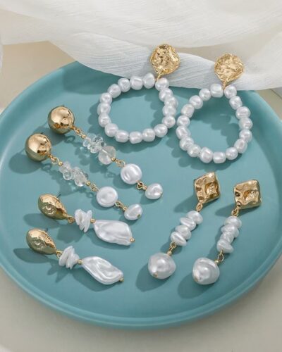 Vintage Elegant Baroque Pearl Drop Earrings