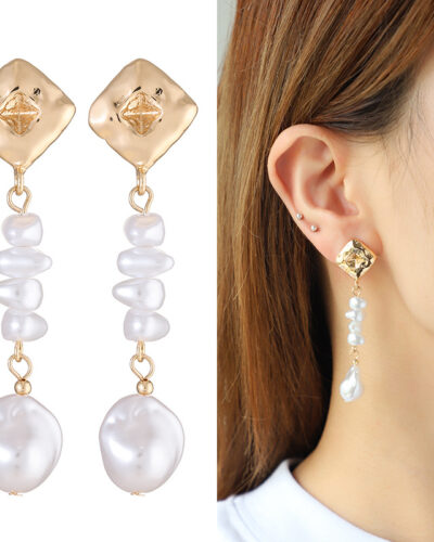 Vintage Elegant Baroque Pearl Drop Earrings