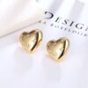 Vintage Gold Heart Earrings Studs with Inlaid Zircon