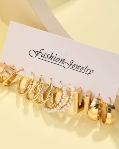 Vintage Hoop Earrings Set with Pearl Wholesale