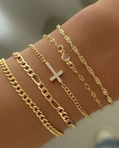 Vintage Ladies Cross Bracelet 5-Piece Set