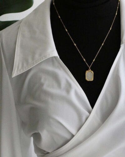 Vintage Mirror Stainless Steel Rose Pendant Necklace for Women 9