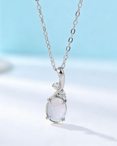 Vintage Opal Pendant Necklace October Birthstone Jewelry