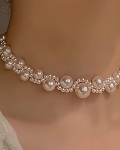 Vintage Pearl Choker Necklace Wedding Court Style