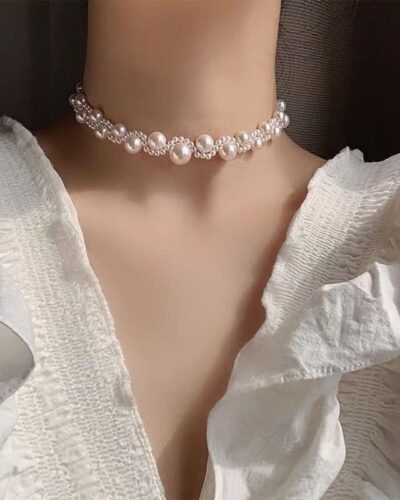 Vintage Pearl Choker Necklace Wedding Court Style