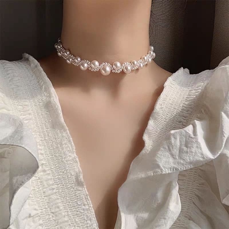 Vintage Pearl Choker Necklace Wedding Court Style