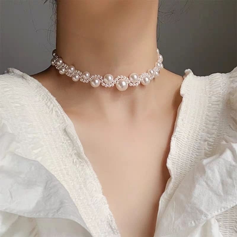 Vintage Pearl Choker Necklace Elegant Court Style