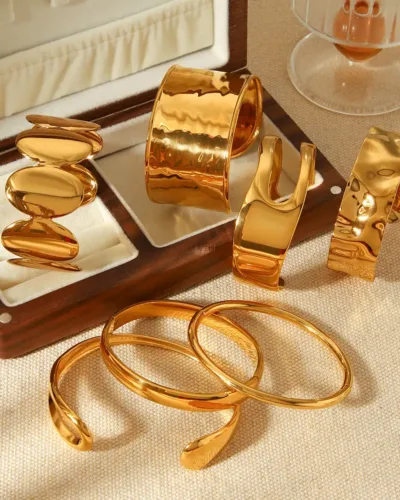 Vintage Stainless Steel Wide Cuff Bracelet for Women Men 4