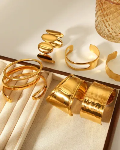 Vintage Stainless Steel Wide Cuff Bracelet for Women Men 5