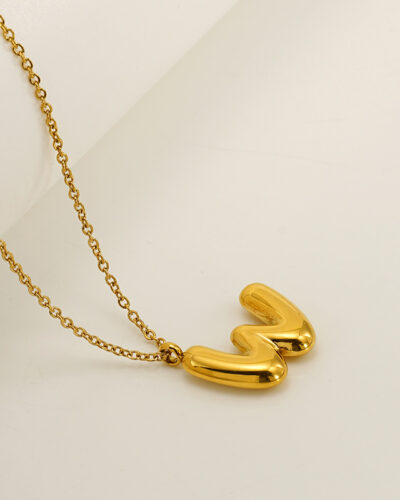 Minimalist 3D Solid A-Z Letter Gold Plated Necklace