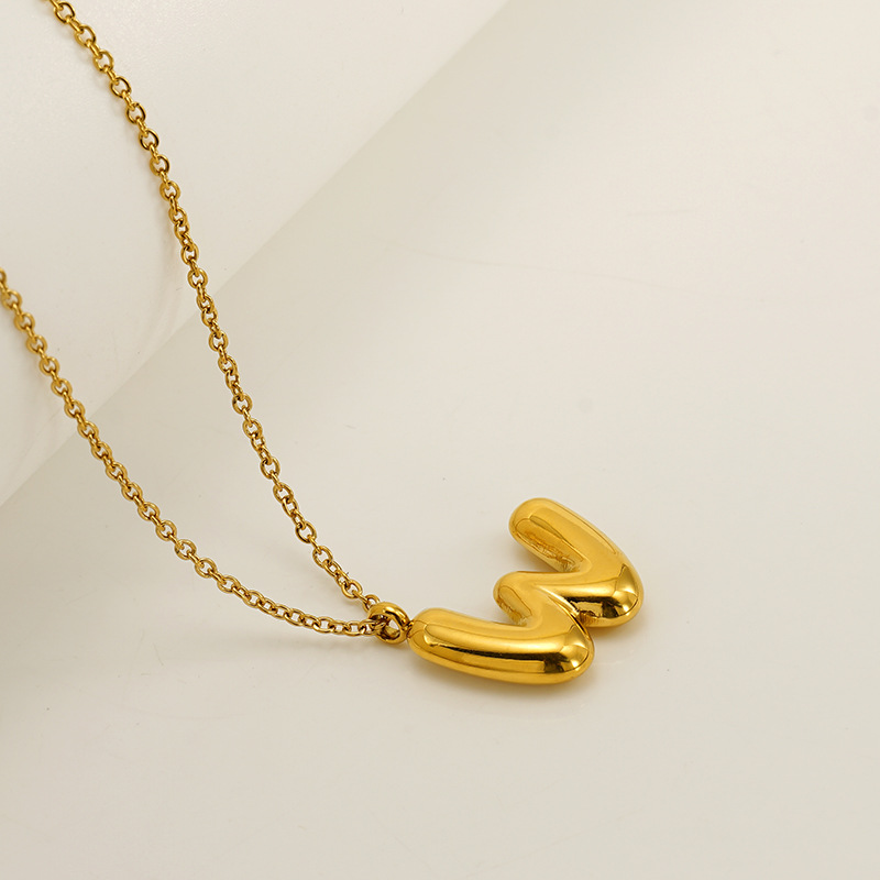 Minimalist 3D Solid A-Z Letter Gold Plated Necklace