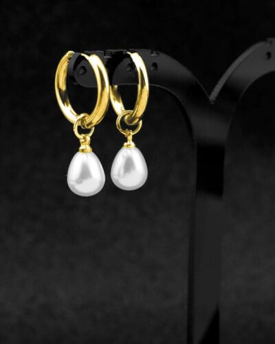 Waterdrop Stainless Steel Gold Silver Pearl Earrings