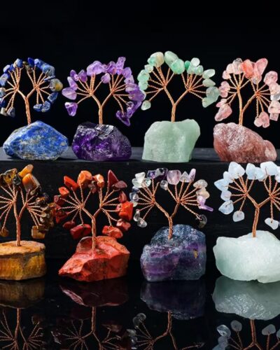 Lapis Lazuli Chakra Tree Crystals with Raw Stone Base