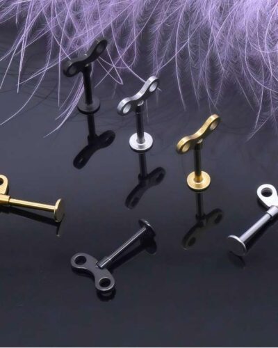 Wind-Up Key Stainless Steel Labret Stud