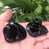 Wizard Hat Black Obsidian Carved Quartz Halloween