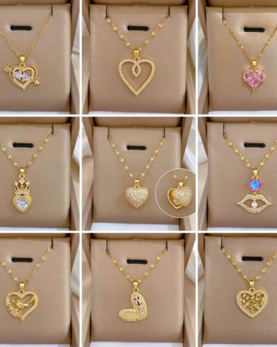 Women Copper Necklace with Heart Pendant