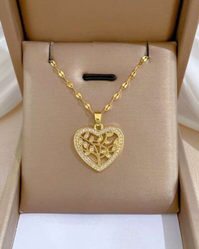 Women Copper Necklace with Heart Pendant