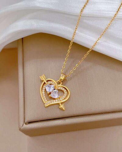 Women Copper Necklace with Heart Pendant