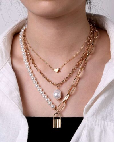 Alternative view of Women Fashion Necklace with Padlock Pendant